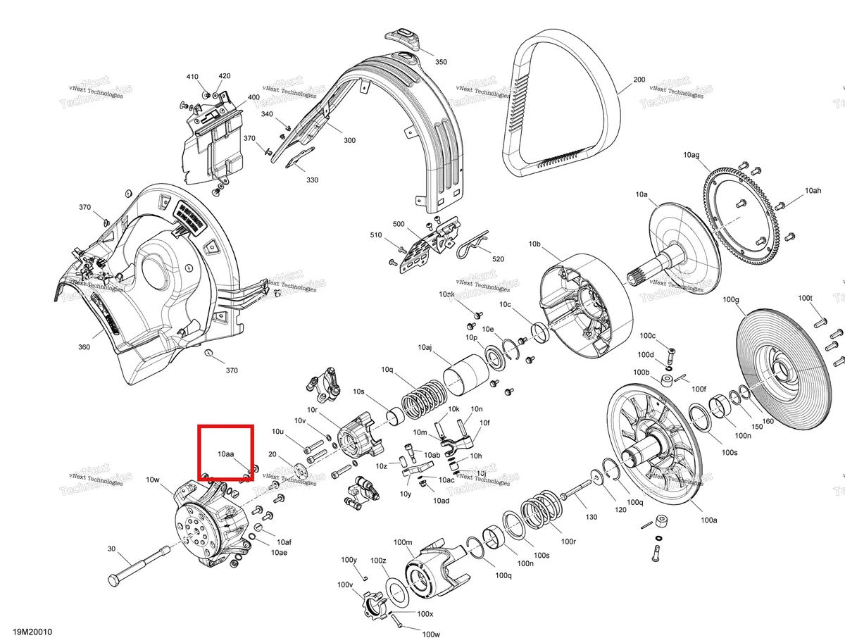Деталь 250000418 (Деталь Slider Shoe) на схеме узла 2020 Ski-Doo RENEGADE 600 CARB Pulley - System