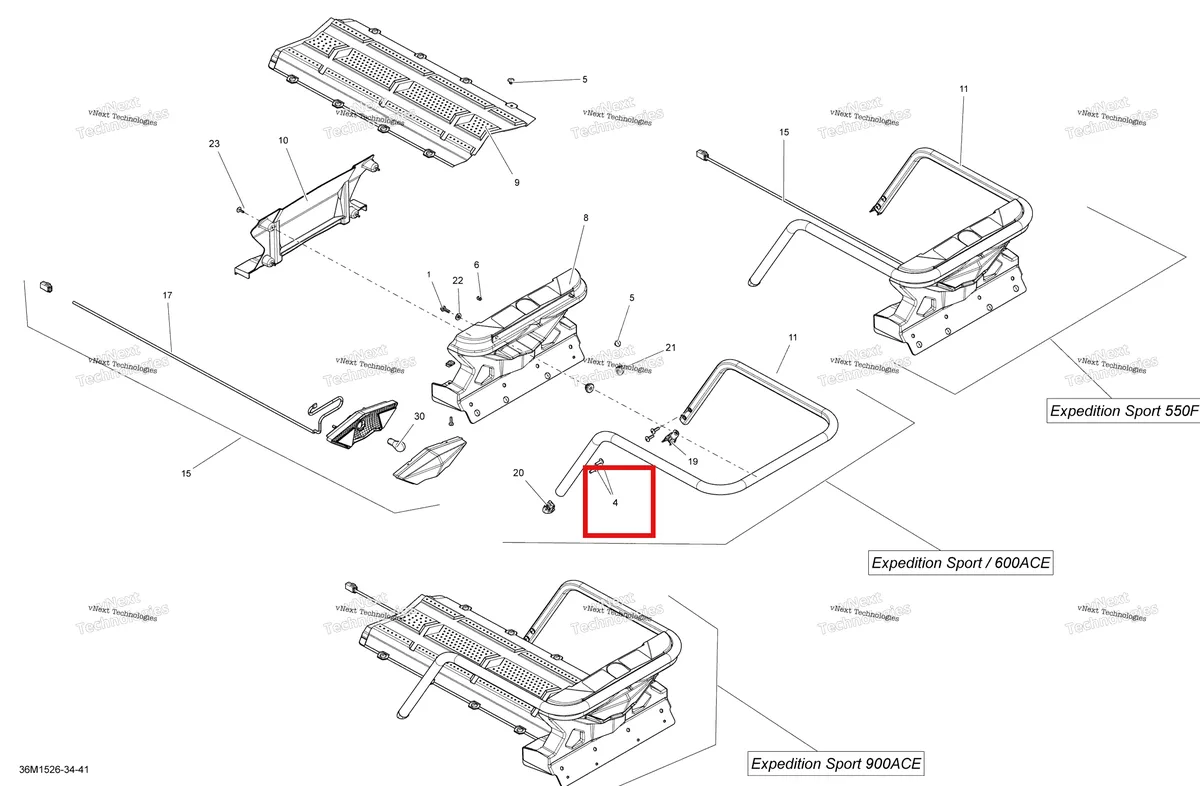 Деталь 250000420 на схеме узла 2015 Ski-Doo EXPEDITION SPORT 600ACE XS154 Luggage Rack