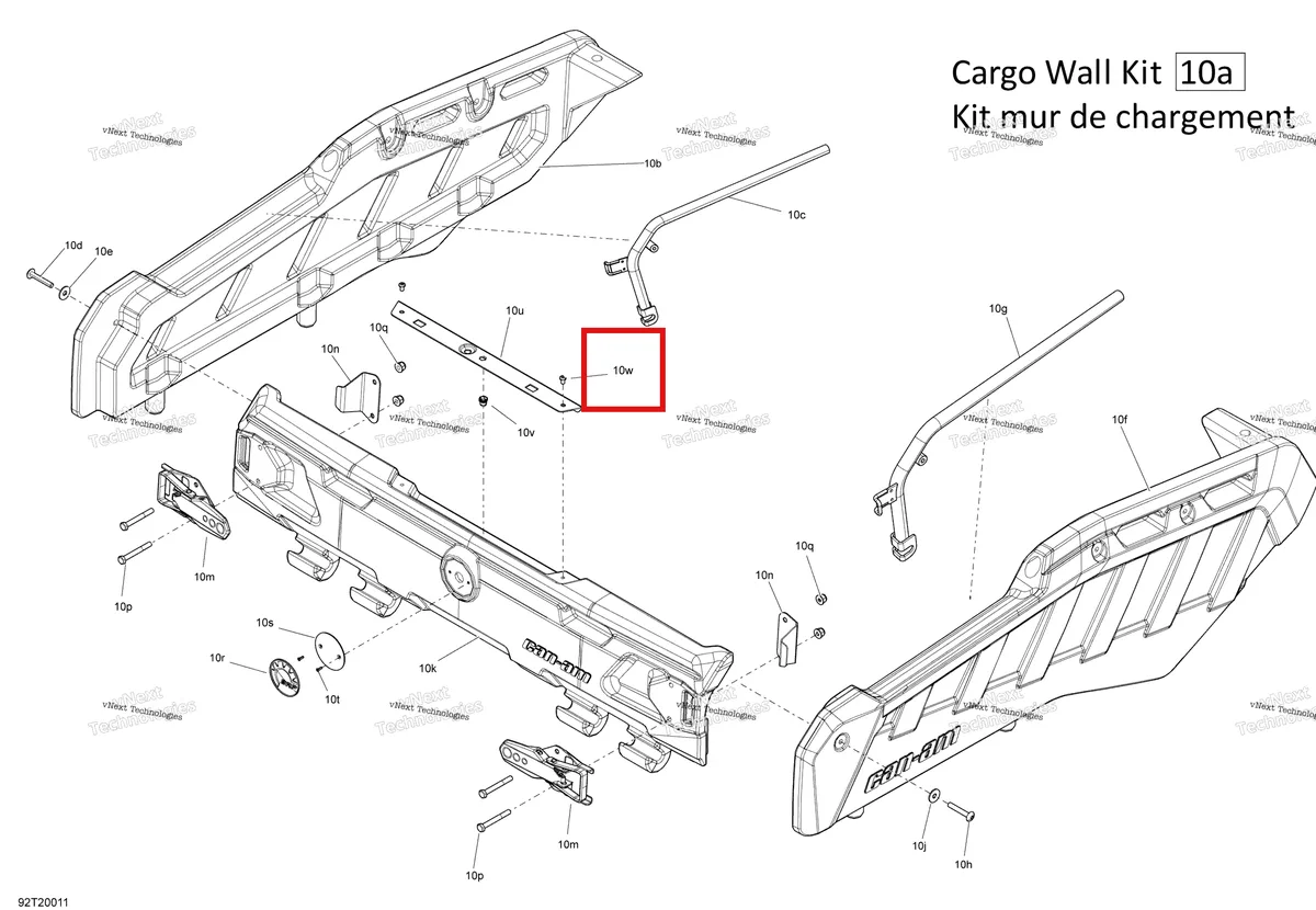 Деталь 250000436 на схеме узла 2021 Can-Am Outlander MAX 6X6 - 650 EFI - DPS Cargo - Kit Cargo Wall