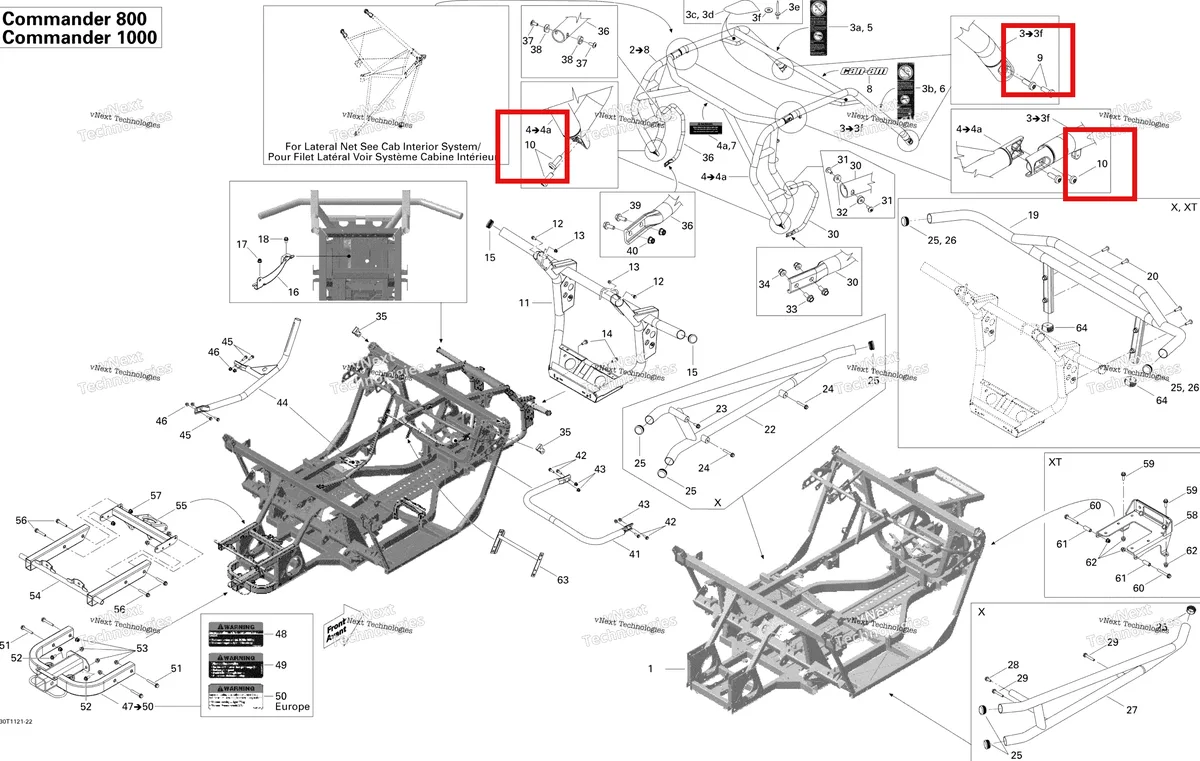 Деталь 250000438 на схеме узла 2011 Can-Am Commander 1000 Frame, System Std, Xt, X