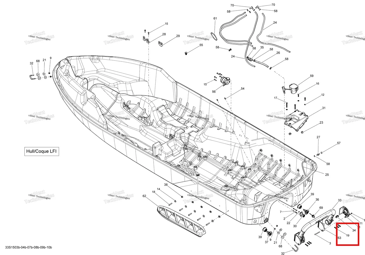 Деталь 250000468 на схеме узла 2015 Sea-Doo RXT 260 & RS Hull Lfi