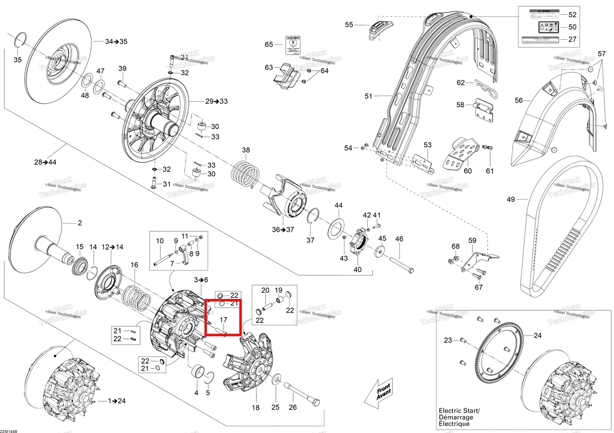 Деталь 250000473 (Деталь Hex. Socket Head Screw) на схеме узла 2014 Ski-Doo SKANDIC SWT 550F XU Pulley System