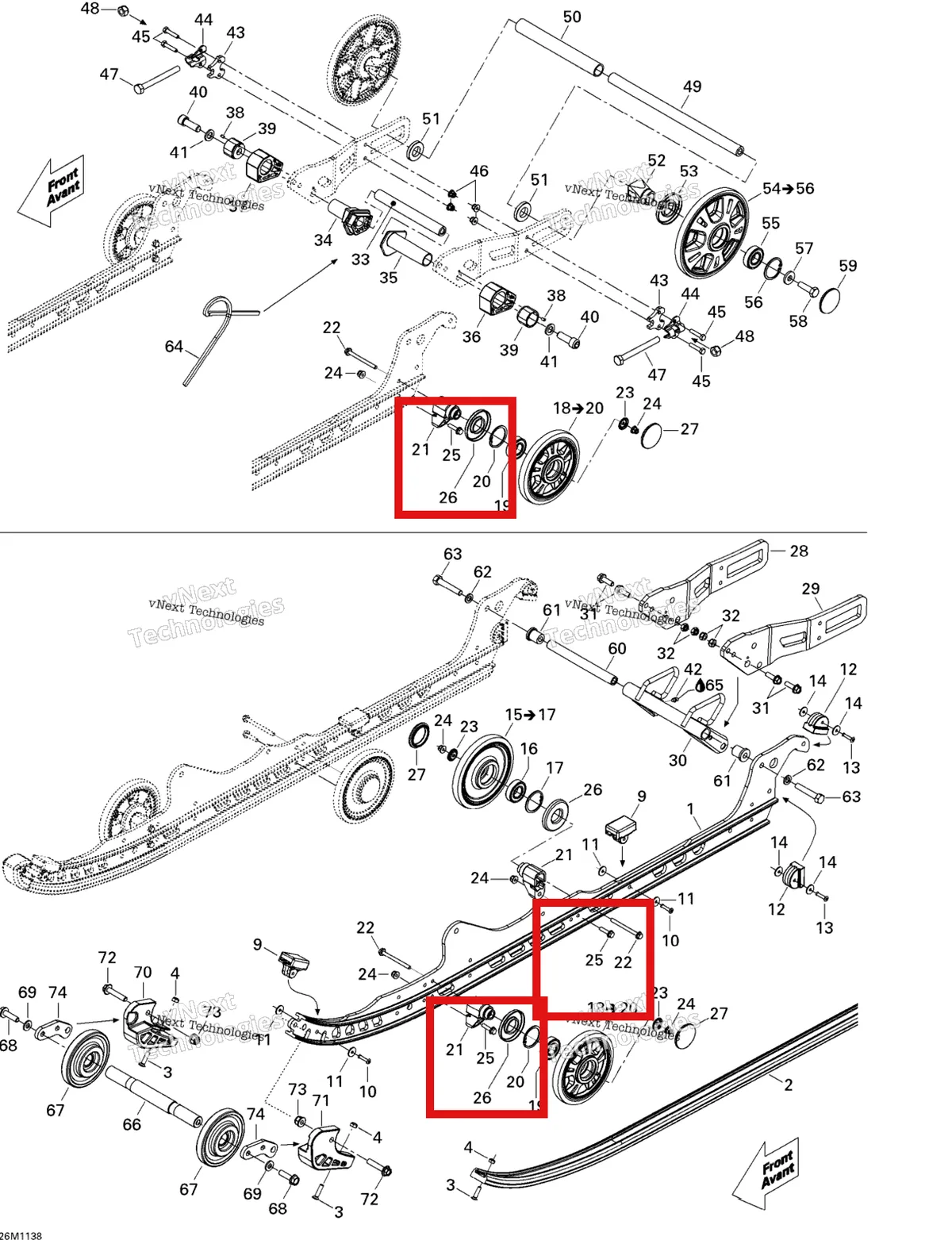 Деталь 250000476 (Винт М6 Х 25) на схеме узла 2011 Ski-Doo Expedition Sport 600ACE Rear Suspension