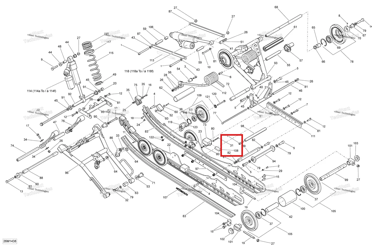 Деталь 250000483 на схеме узла 2014 Ski-Doo MXZ X 600RS XS RS Rear Suspension