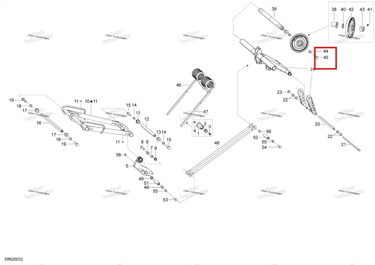 Деталь 250000484 на схеме узла 2020 Ski-Doo SKANDIC WT 550F Suspension, Rear - Upper Section