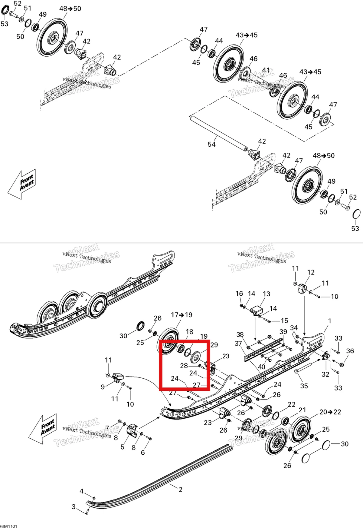 Деталь 250000486 на схеме узла 2011 Ski-Doo MX Z X-RS 600HO ETEC Rear Suspension