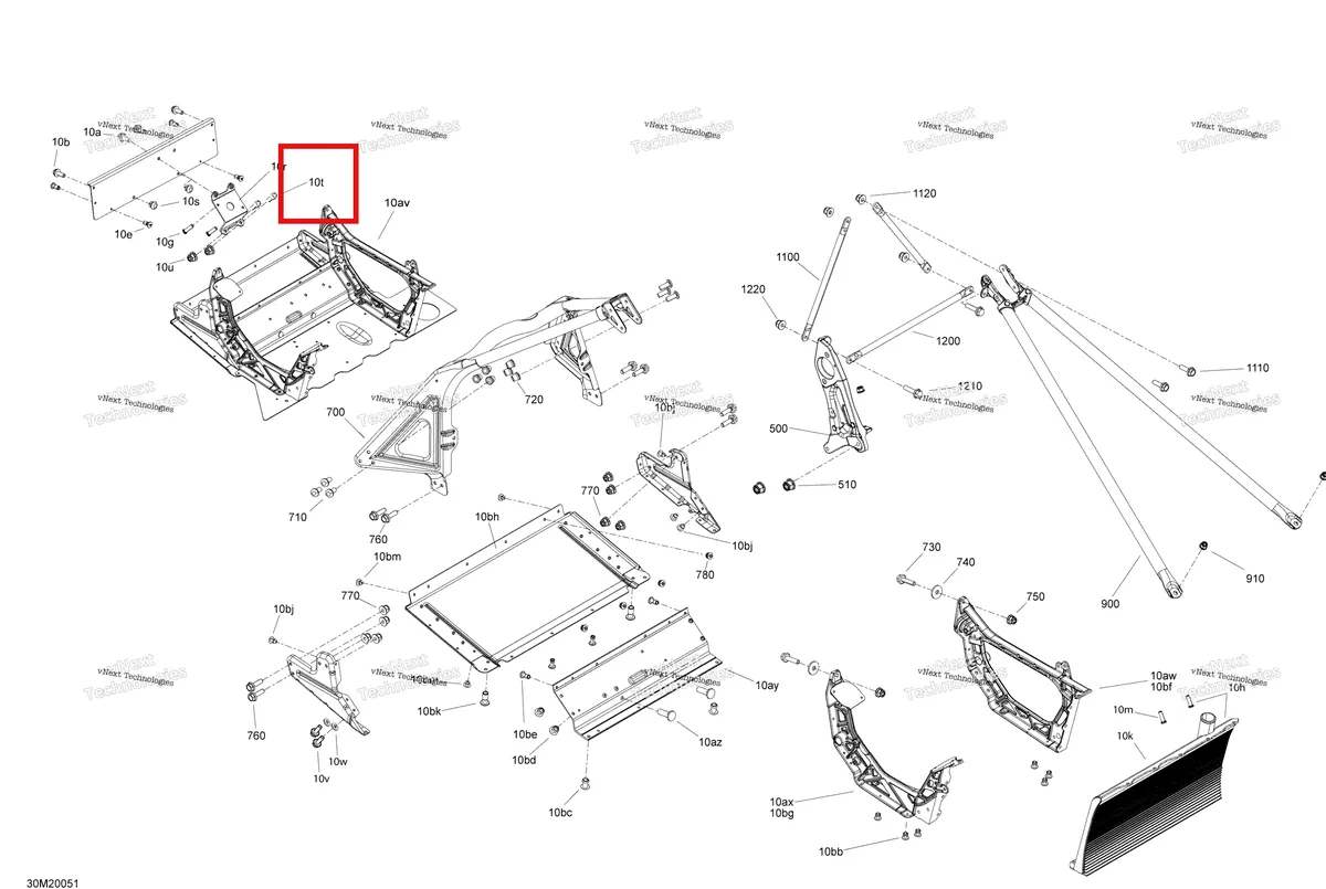 Деталь 250000512 на схеме узла 2020 Ski-Doo TUNDRA 600HO E-TEC Frame - Front Section