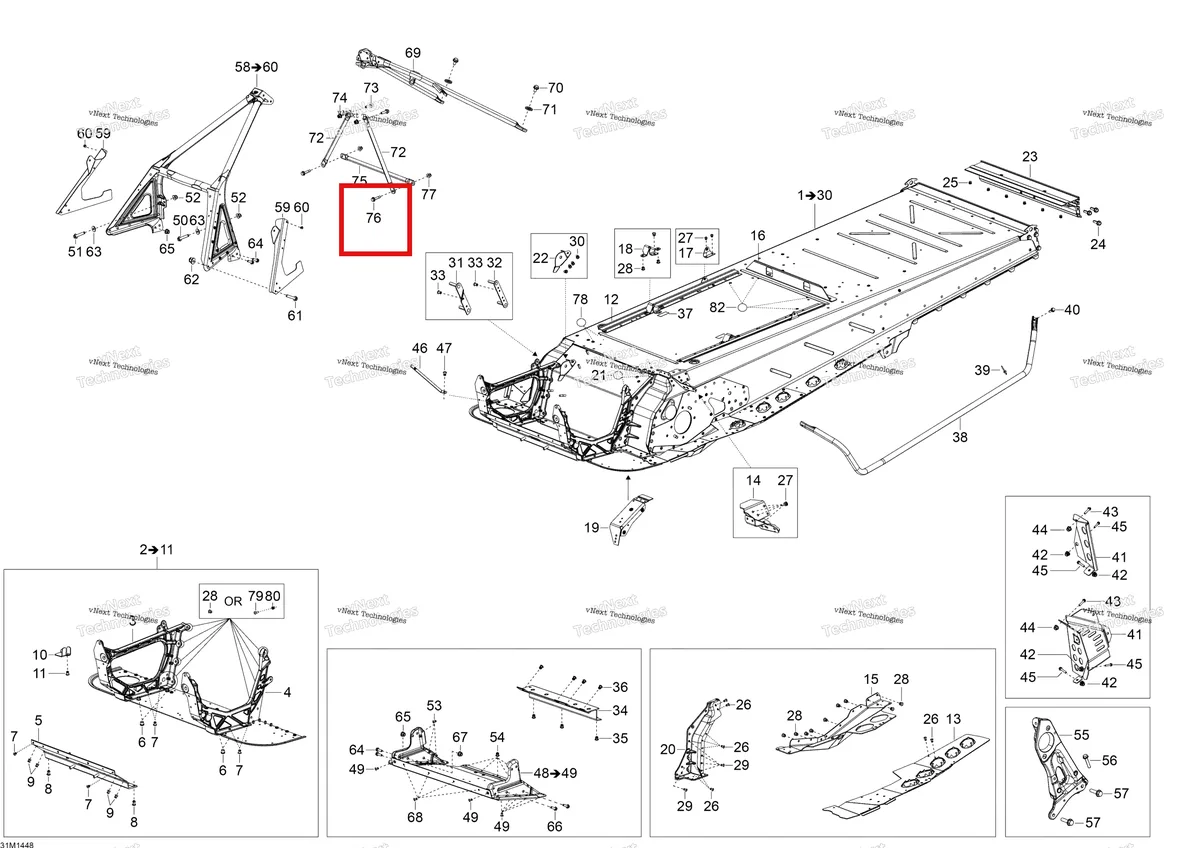 Деталь 250000522 (Деталь Screw Hex. Flange M6 X 25) на схеме узла 2014 Ski-Doo SKANDIC SWT 550F XU Frame