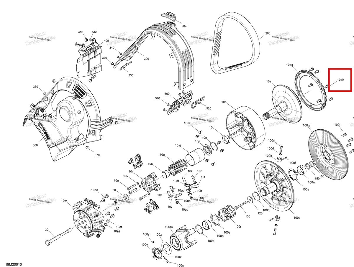 Деталь 250000533 (Шпилька) на схеме узла 2020 Ski-Doo RENEGADE 600 CARB Pulley - System