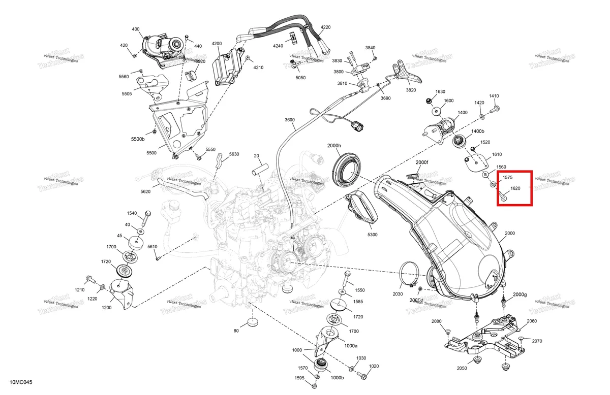 Деталь 250000535 (Деталь Torx Truss M8 X 55) на схеме узла 2023 Ski-Doo MXZ 600RS Engine - System