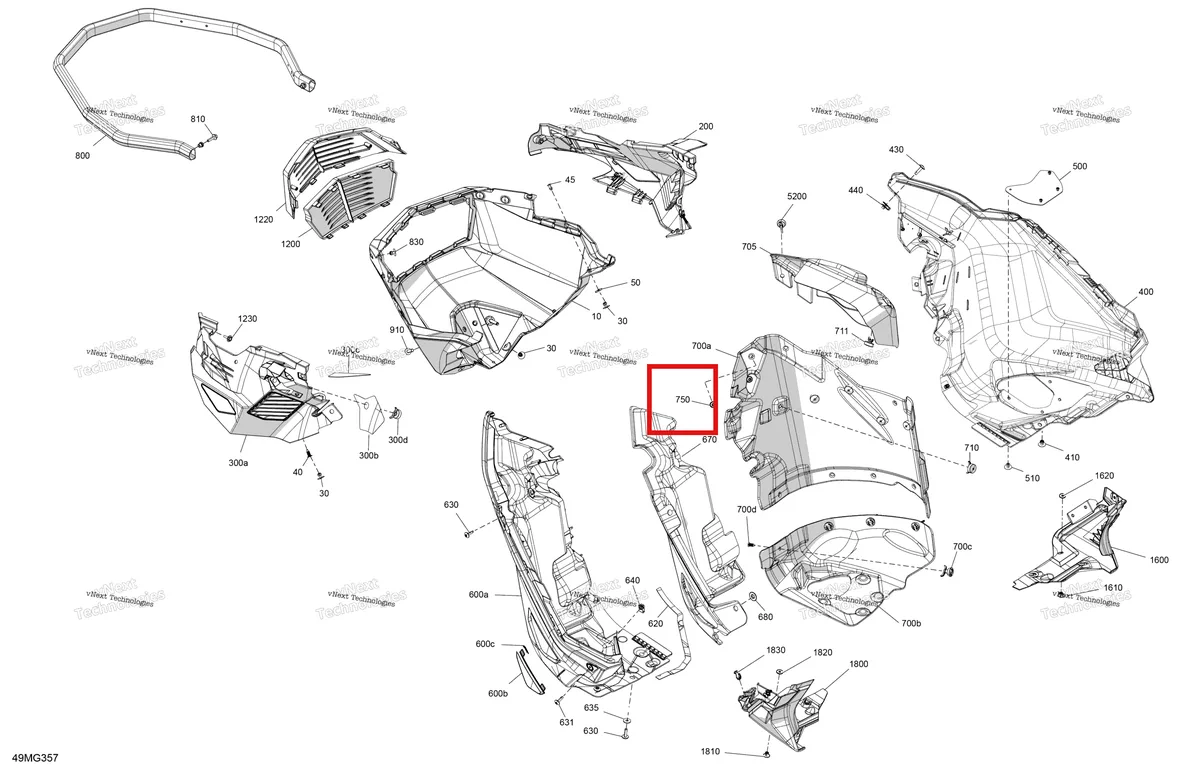 Деталь 250000546 на схеме узла 2027 Ski-Doo EXPEDITION - SPORT - 600 EFI - KAVA - Neo Yellow - 16X154X1.5CH Track Body - Bottom Pan