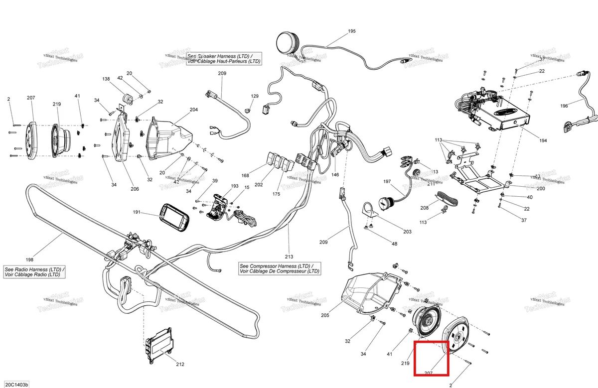 Деталь 250000575 на схеме узла 2014 Can-Am COMMANDER 1000, LTD Electrical System Ltd