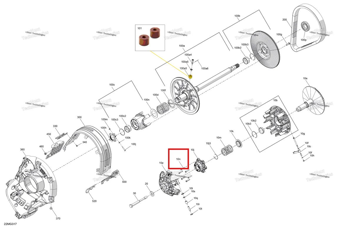 Деталь 250000580 (хомут) на схеме узла 2027 Ski-Doo SKANDIC - LE - 600 ACE - AKVB - Deep Black - 20X154X1.5CSS Track Drive - Pulley