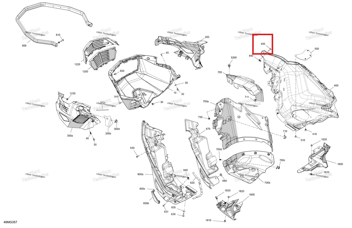 Деталь 250000586 на схеме узла 2027 Ski-Doo EXPEDITION - SPORT - 600 EFI - KAVA - Neo Yellow - 16X154X1.5CH Track Body - Bottom Pan