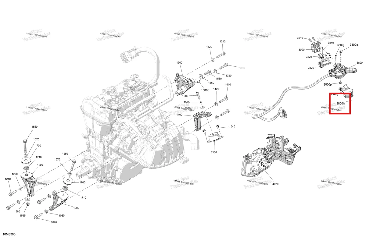 Деталь 250000623 (Деталь Torx Screw 2.9 x 9.5) на схеме узла 2025 Ski-Doo RENEGADE - 900 ACE - Adrenaline with Enduro Package - UNSA - Deep Black - 137X15X1.25IR Track Engine - System