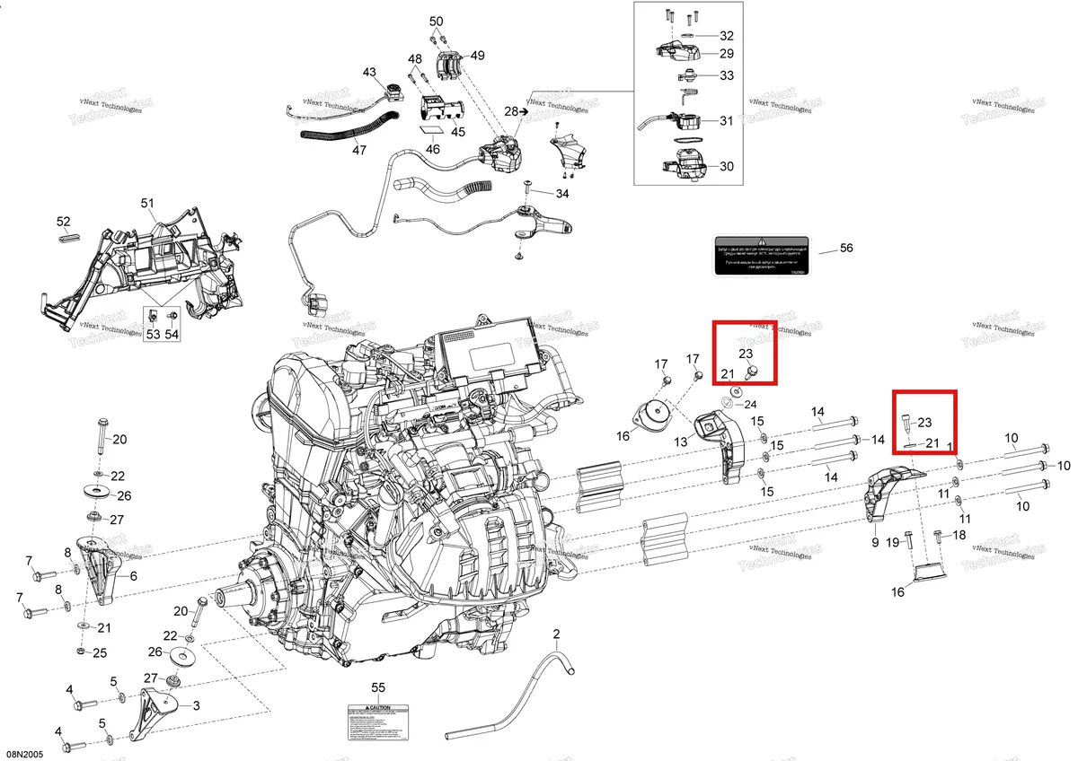 Деталь 250000639 (Деталь Cone Screw M8 X 25) на схеме узла 2020 Ski-Doo SKANDIC WT 900 ACE Engine - System