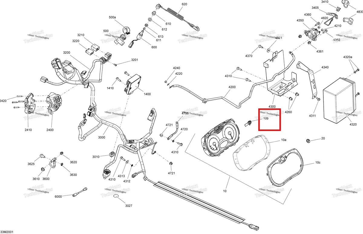 Деталь 250000690 (хомут) на схеме узла 2020 Ski-Doo EXPEDITION SPORT 550F Electrical System