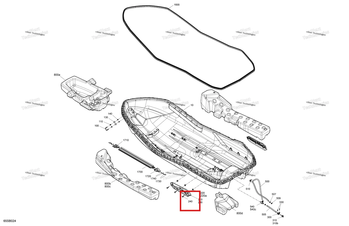 Деталь 250000697 на схеме узла 2022 Sea-Doo SPARK 900 ACE Body - Hull