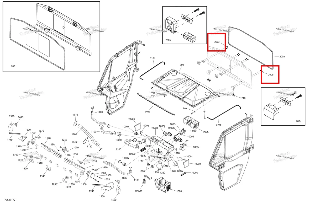 Деталь 250000709 на схеме узла 2019 Can-Am Defender HD8 Enclosure Cab - Xt Cab - North America - Dash & Roof Section