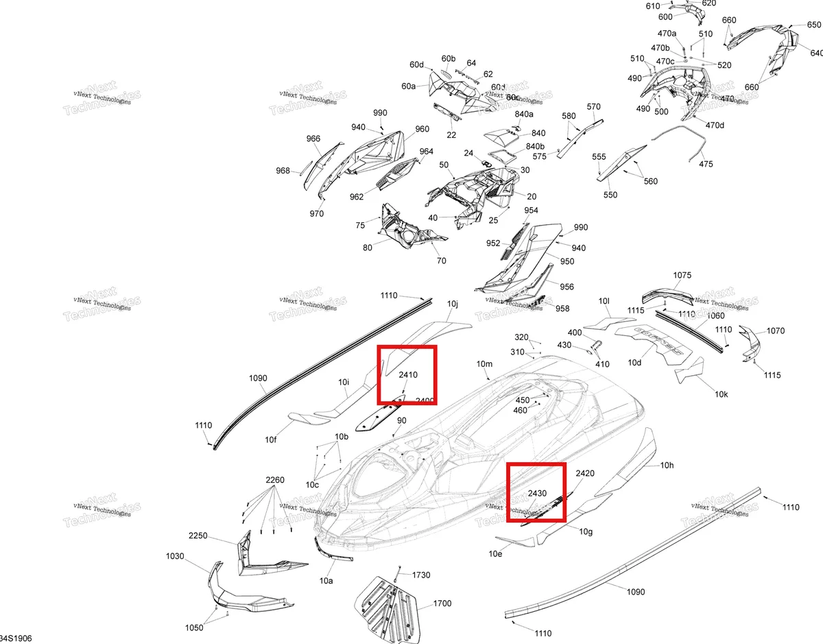Деталь 250000710 на схеме узла 2019 Sea-Doo RXP 300 Body