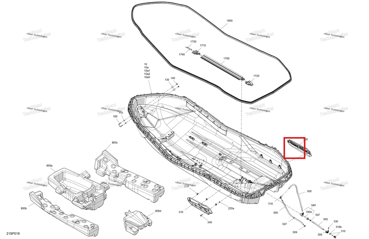 Деталь 250000711 на схеме узла 2026 Sea-Doo SPARK - 900 ACE - BASE - 61TA - Sunrise Orange - 2UP Body - Hull