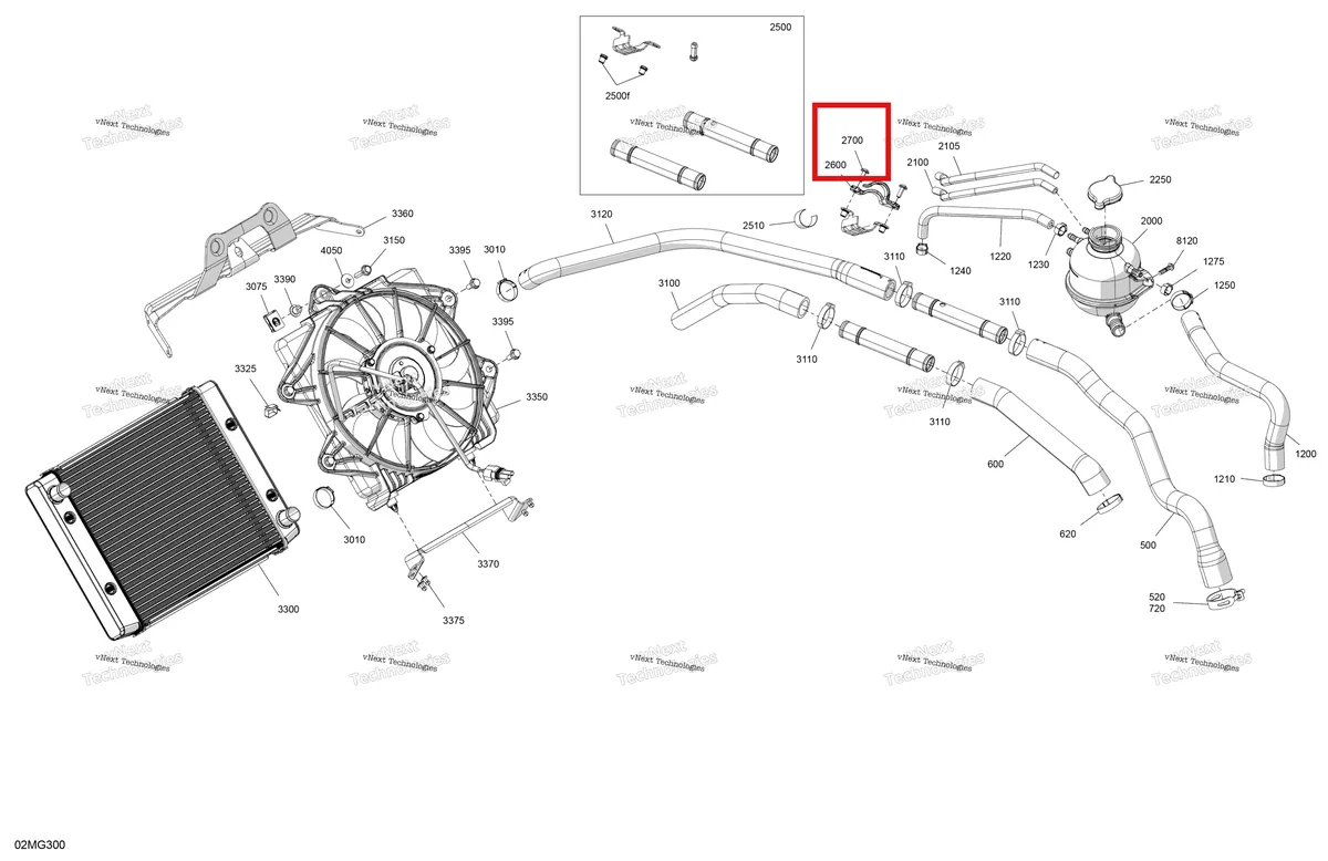 Деталь 250000742 (Звездообразный Винт М5 Х 14) на схеме узла 2027 Ski-Doo EXPEDITION - SPORT - 600 ACE - KCVA - Neo Yellow - 16X154X1.5CH Track Engine - Cooling