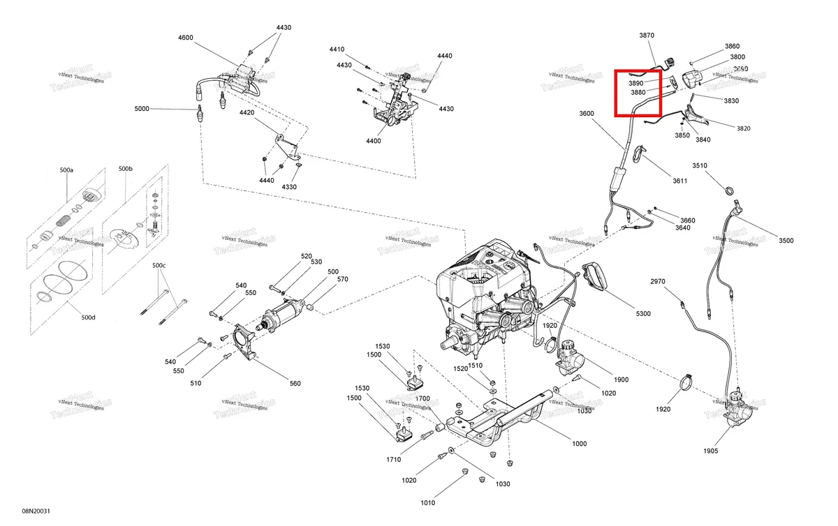 Деталь 250000756 на схеме узла 2020 Ski-Doo SKANDIC WT 550F Engine - System