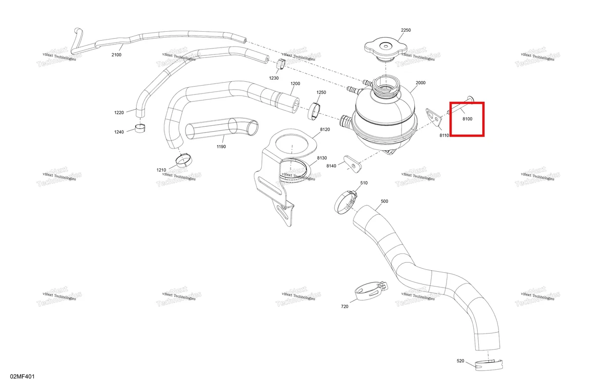 Деталь 250000868 на схеме узла 2026 Ski-Doo MXZ - RACING - 600 RS - BMTA - Neo Yellow - 15X137X1.75R Track Engine - Cooling