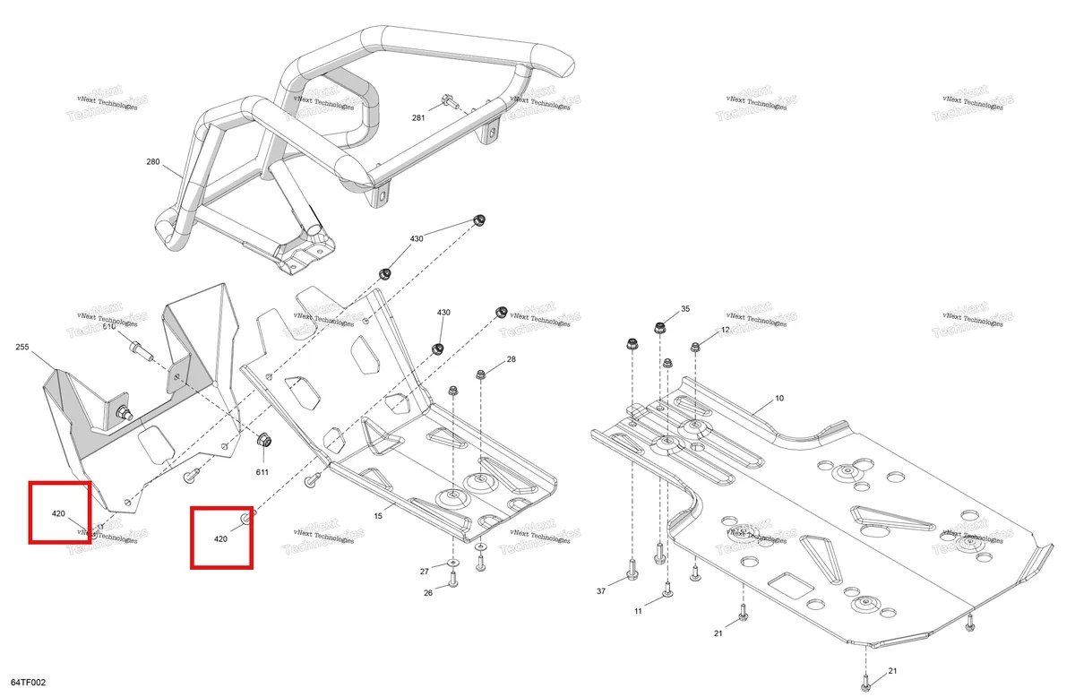 Деталь 250000886 на схеме узла 2026 Can-Am RENEGADE - 4X4 - XMR - 1000R EFI - 5UTA - Hyper Silver Body - Skid Plate And Bumper