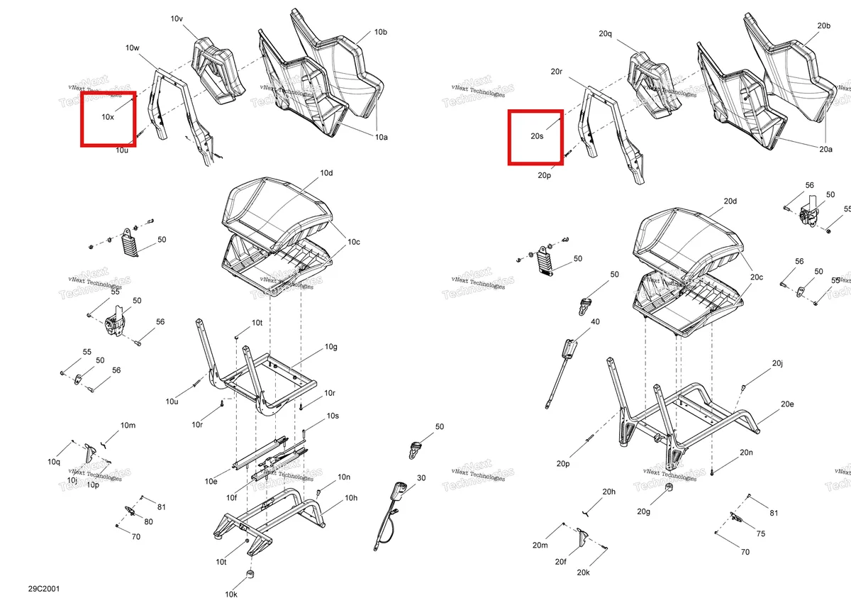 Деталь 250000897 на схеме узла 2020 Can-Am Commander 800R EFI Seat
