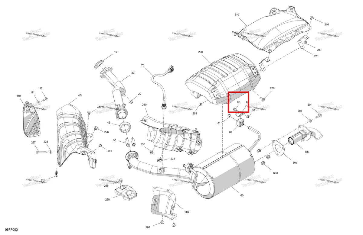 Деталь 250000906 на схеме узла 2026 Can-Am OUTLANDER - 4X4 - STD - 700 - 1CTC - Legion Red Engine - Exhaust