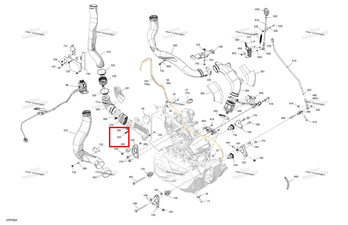 Деталь 250000949 на схеме узла 2026 Can-Am RENEGADE - 4X4 - XMR - 1000R EFI - 5UTB - Scandi Blue Engine - System