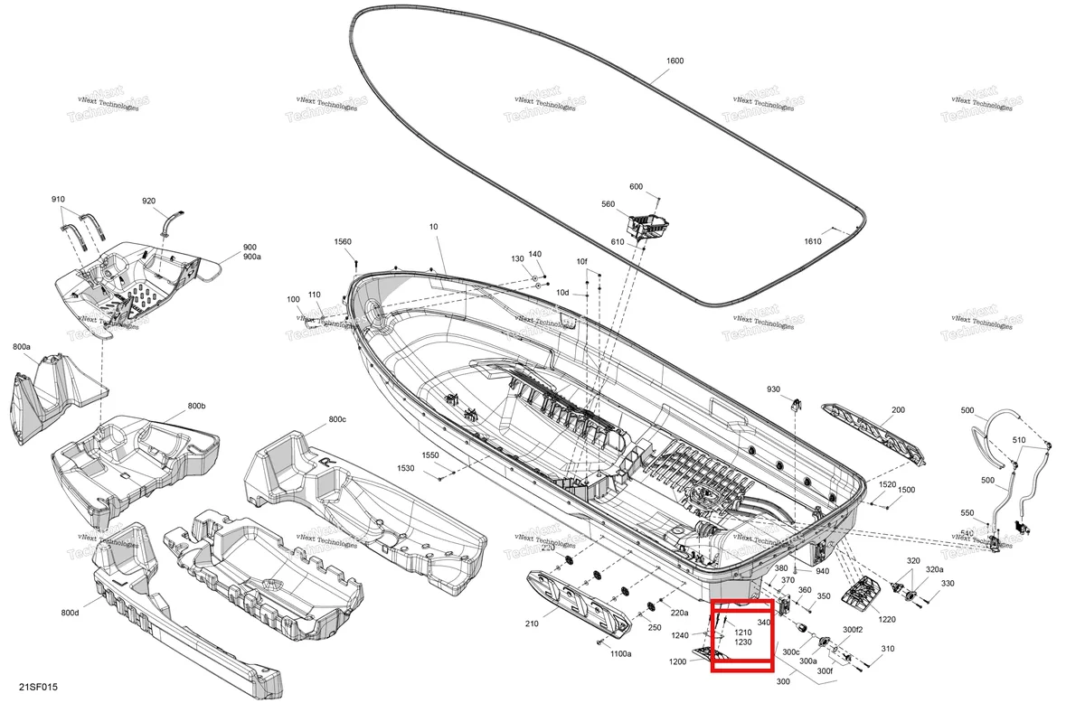 Деталь 250000978 на схеме узла 2026 Sea-Doo GTI - 170 - SE - 30TF - Teal Blue Metalic Body - Hull