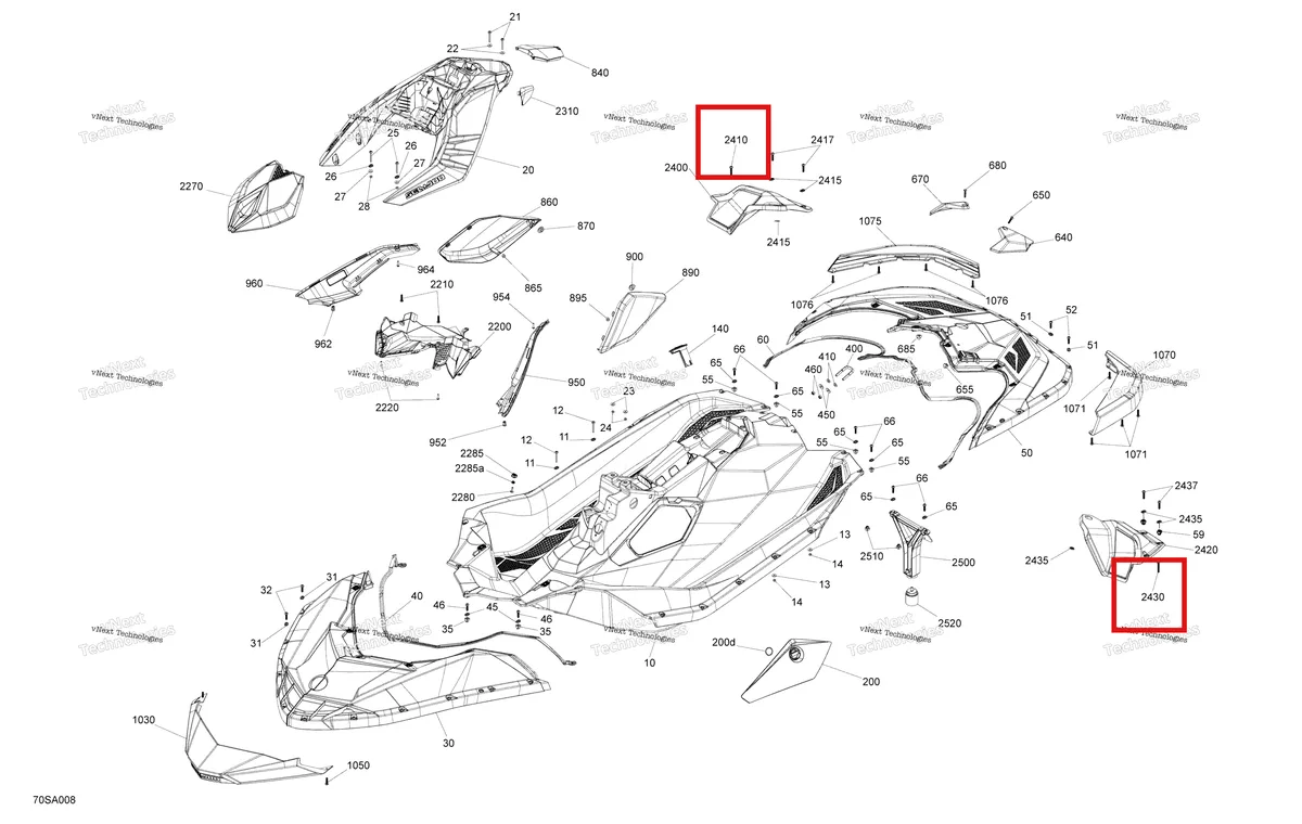 Деталь 250001002 на схеме узла 2021 Sea-Doo SPARK TRIXX Body - System