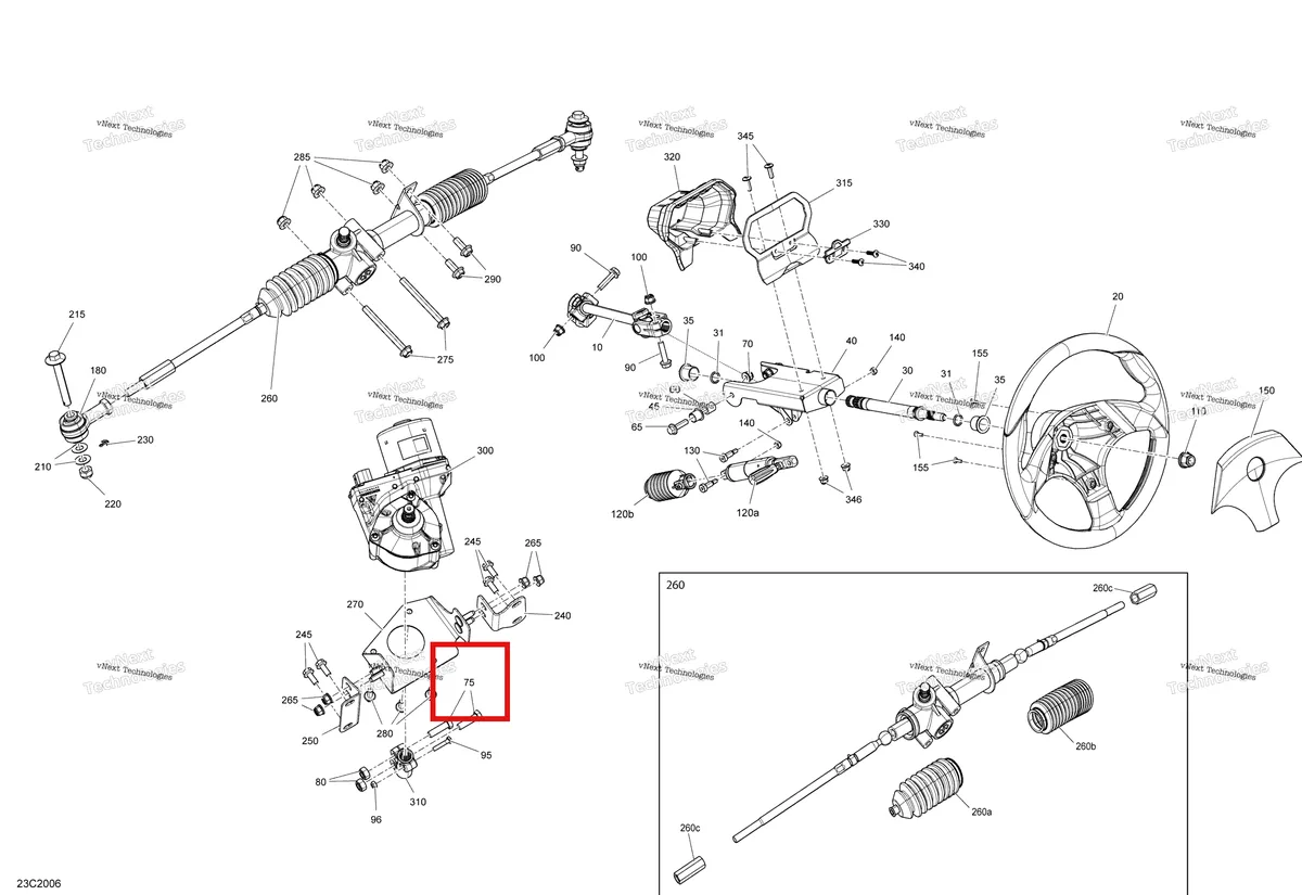 Деталь 250001020 на схеме узла 2020 Can-Am Commander MAX 800R EFI Steering
