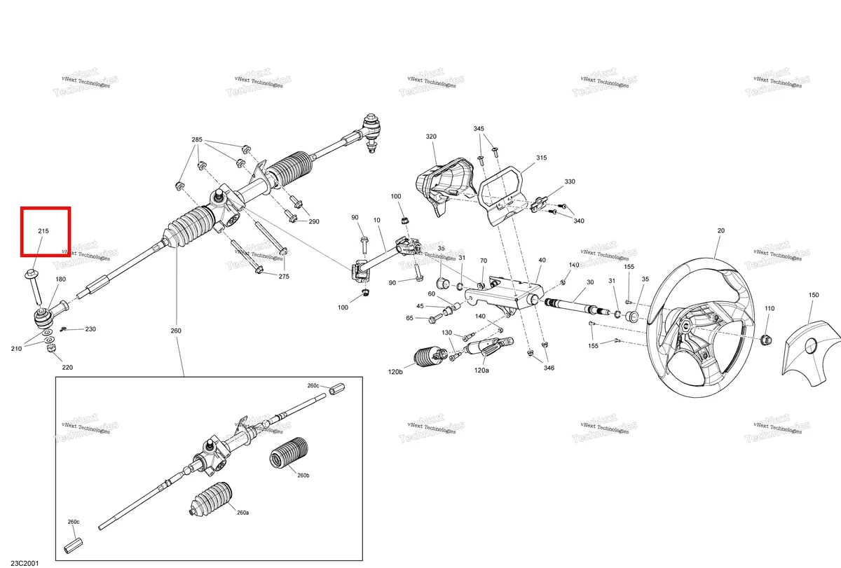 Деталь 250001029 на схеме узла 2020 Can-Am Commander 800R EFI Steering - Std