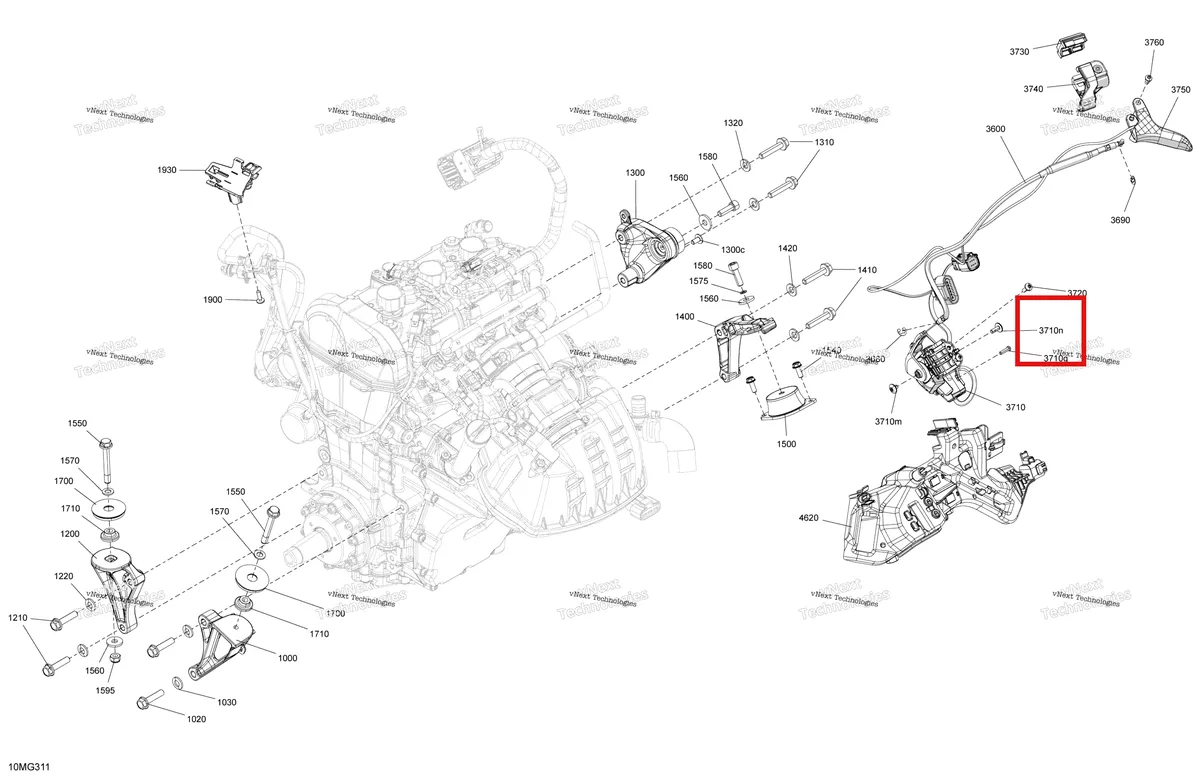 Деталь 250001059 на схеме узла 2027 Ski-Doo RENEGADE - X-RS - 900 ACE TURBO R - DAVS - Circuit Yellow - 15X137X1.25IR Track Engine - System