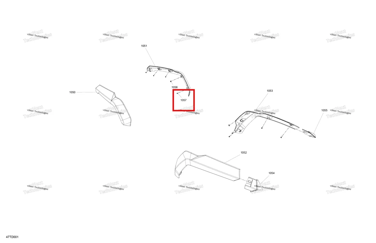 Деталь 250001072 на схеме узла 2024 Can-Am Outlander MAX 1000R EFI 4X4 - 5URA - XT Package - Platinum Silver Satin Body - Mudguard
