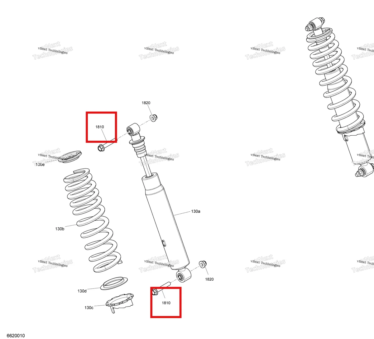 Деталь 250001075 на схеме узла 2020 Can-Am Commander MAX 800R EFI Rear Shock - Dps
