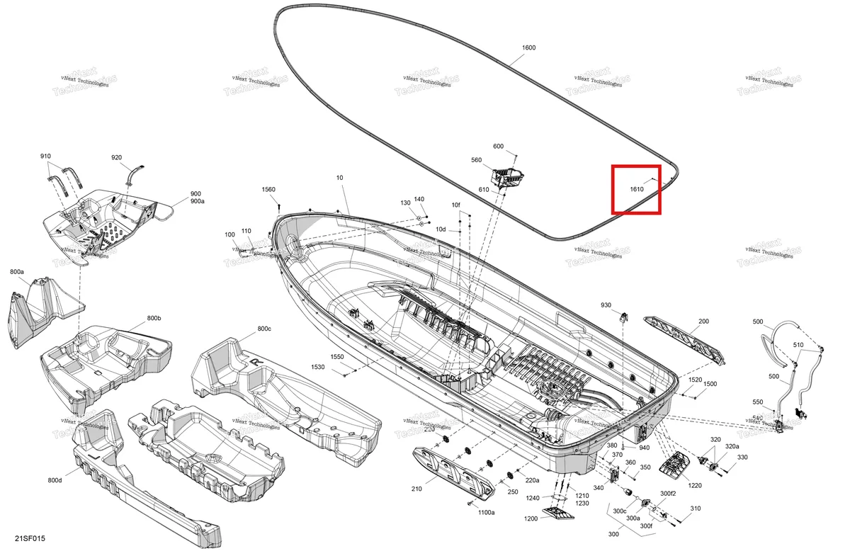 Деталь 250001132 (Self Drilling винт 8 × 3/4 Sea-Doo GTR 300 X (2026) (250001132)) на схеме узла 2026 Sea-Doo GTI - 170 - SE - 30TF - Teal Blue Metalic Body - Hull