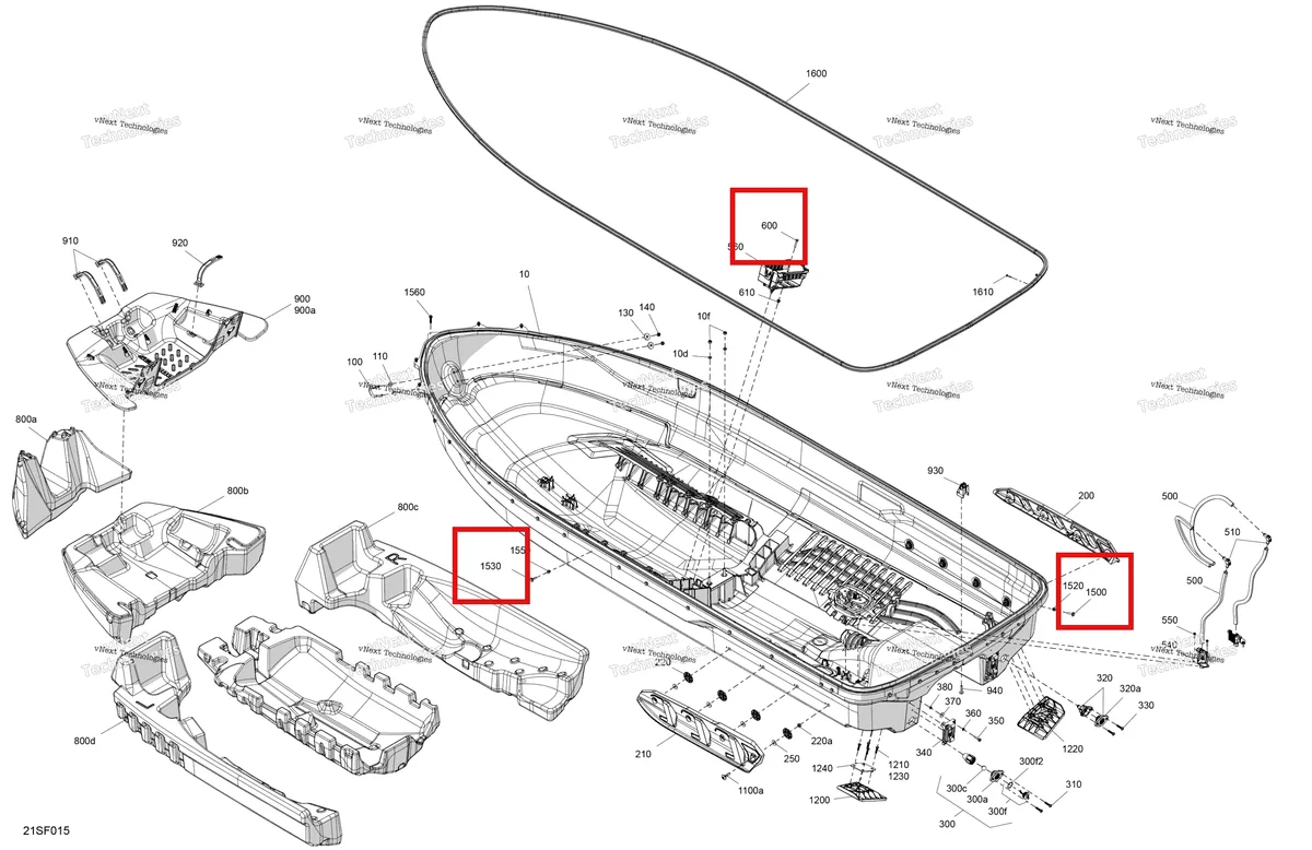 Деталь 250001183 (Шестигранный Sems винт M6 X30 Sea-Doo GTR 300 X (2026) (250001183)) на схеме узла 2026 Sea-Doo GTI - 170 - SE - 30TF - Teal Blue Metalic Body - Hull
