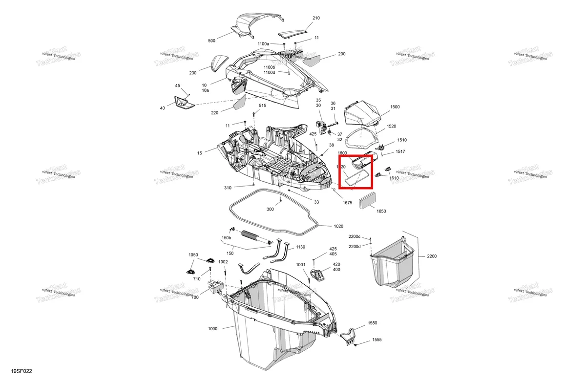 Деталь 250001196 (Plastite винт torx 10 × 7/8 Sea-Doo GTX 325 Limited (2026) (250001196)) на схеме узла 2026 Sea-Doo GTX - 325 - LIMITED - 26TC - Hybrid White Peal - Audio Body - Front Cover
