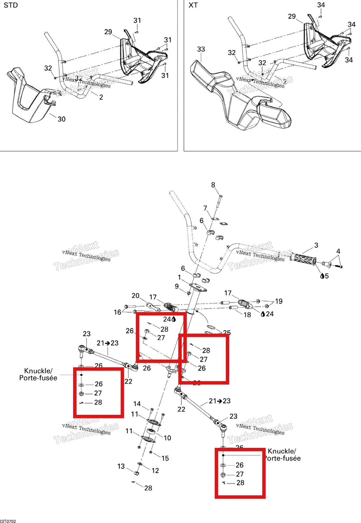 Деталь 250100045 (Гайка) на схеме узла 2007 Can-Am Outlander 400 STD 4 X 4 Steering System Std