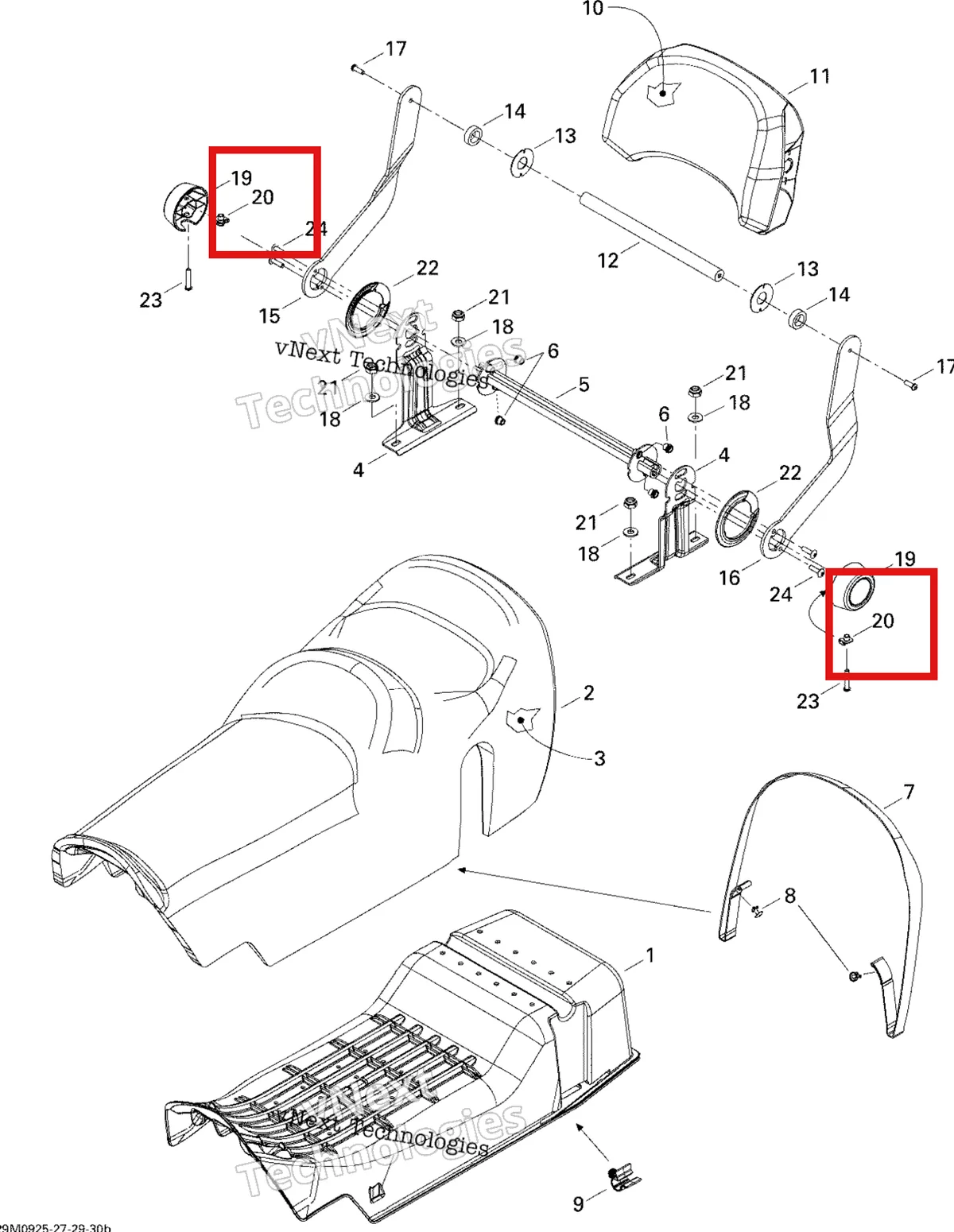Деталь 250100053 (Деталь J-nut) на схеме узла 2009 Ski-Doo Skandic Tundra LT 550F Seat