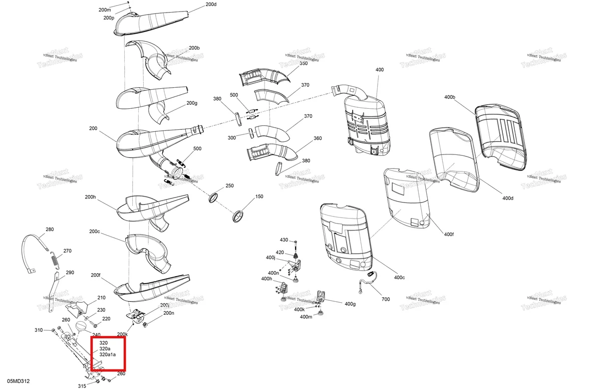 Деталь 250100065 (Clinching гайка Hexert M8 Ski-Doo Expedition LE SE 600HO E-TEC (2019) (250100065)) на схеме узла 2024 Ski-Doo MXZ 600R E-TEC - X-RS with Competition package - UCRA - Neo Yellow - 137X15X1.25RSII2P Track Engine - Exhaust