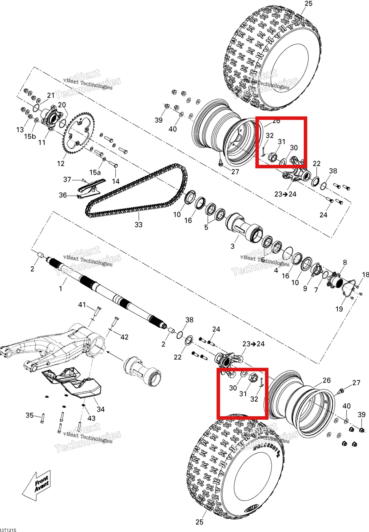 Деталь 250100093 на схеме узла 2015 Can-Am DS 450EFI STD Drive System, Rear