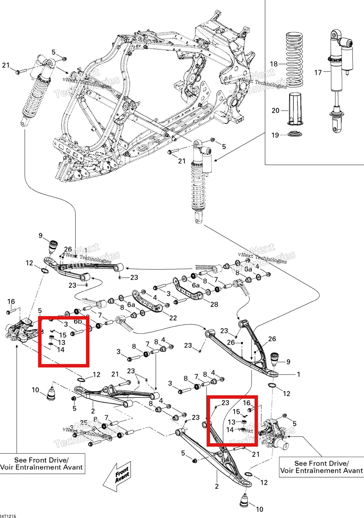 Деталь 250100094 на схеме узла 2015 Can-Am DS 450EFI STD Front Suspension