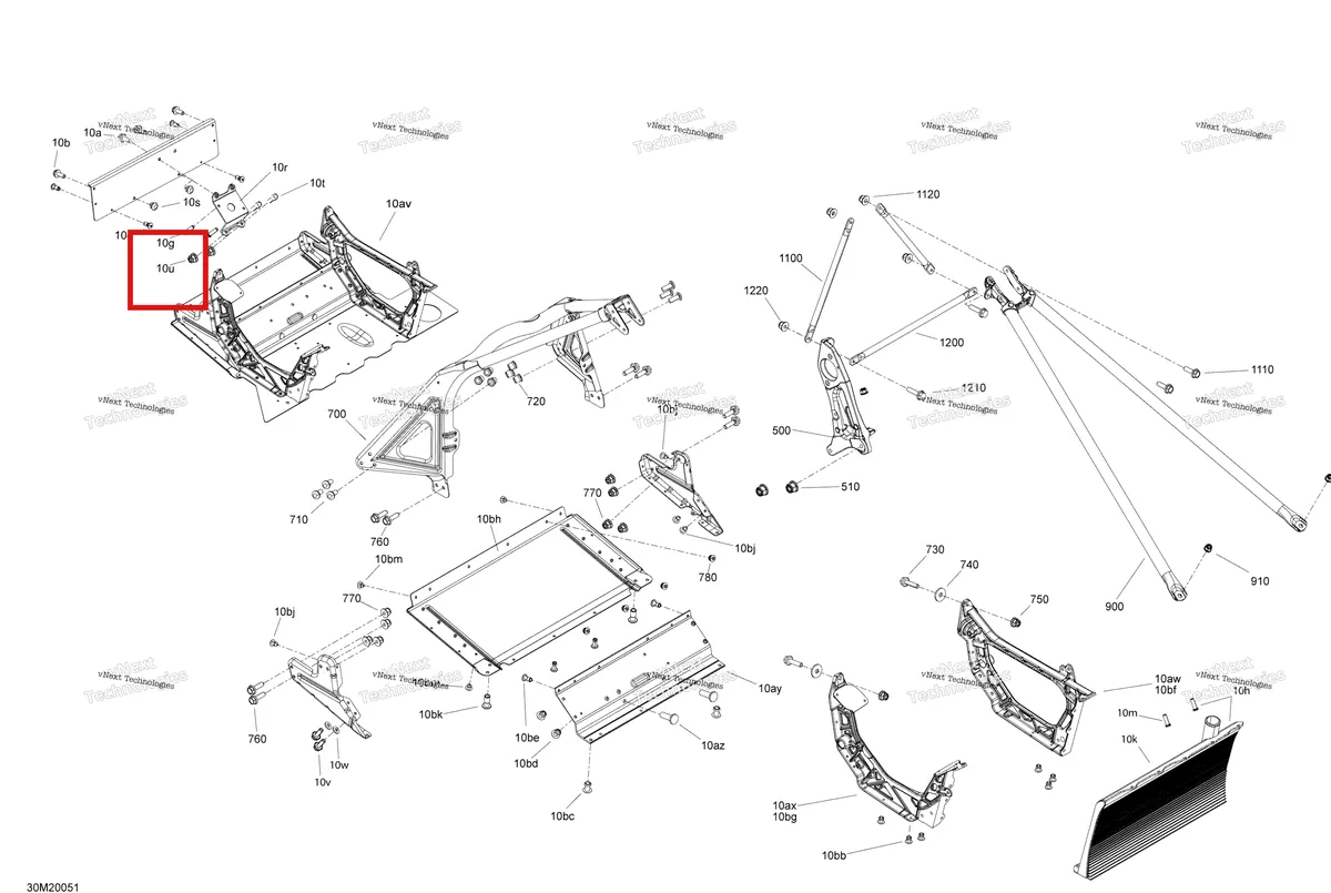 Деталь 250100140 на схеме узла 2020 Ski-Doo TUNDRA 600HO E-TEC Frame - Front Section