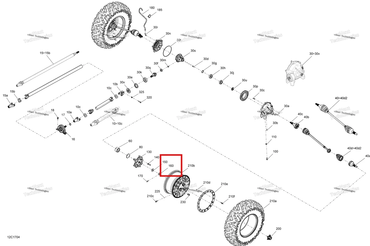Деталь 250100161 на схеме узла 2017 Can-Am MAVERICK X3 Drive System, Front
