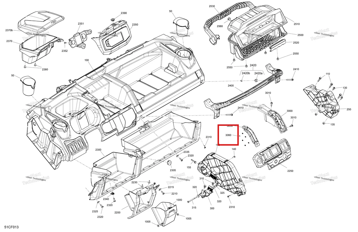 Деталь 250100178 на схеме узла 2026 Can-Am Defender - HD7 - XT - 7ETF - Dark Wildland Camo - 62